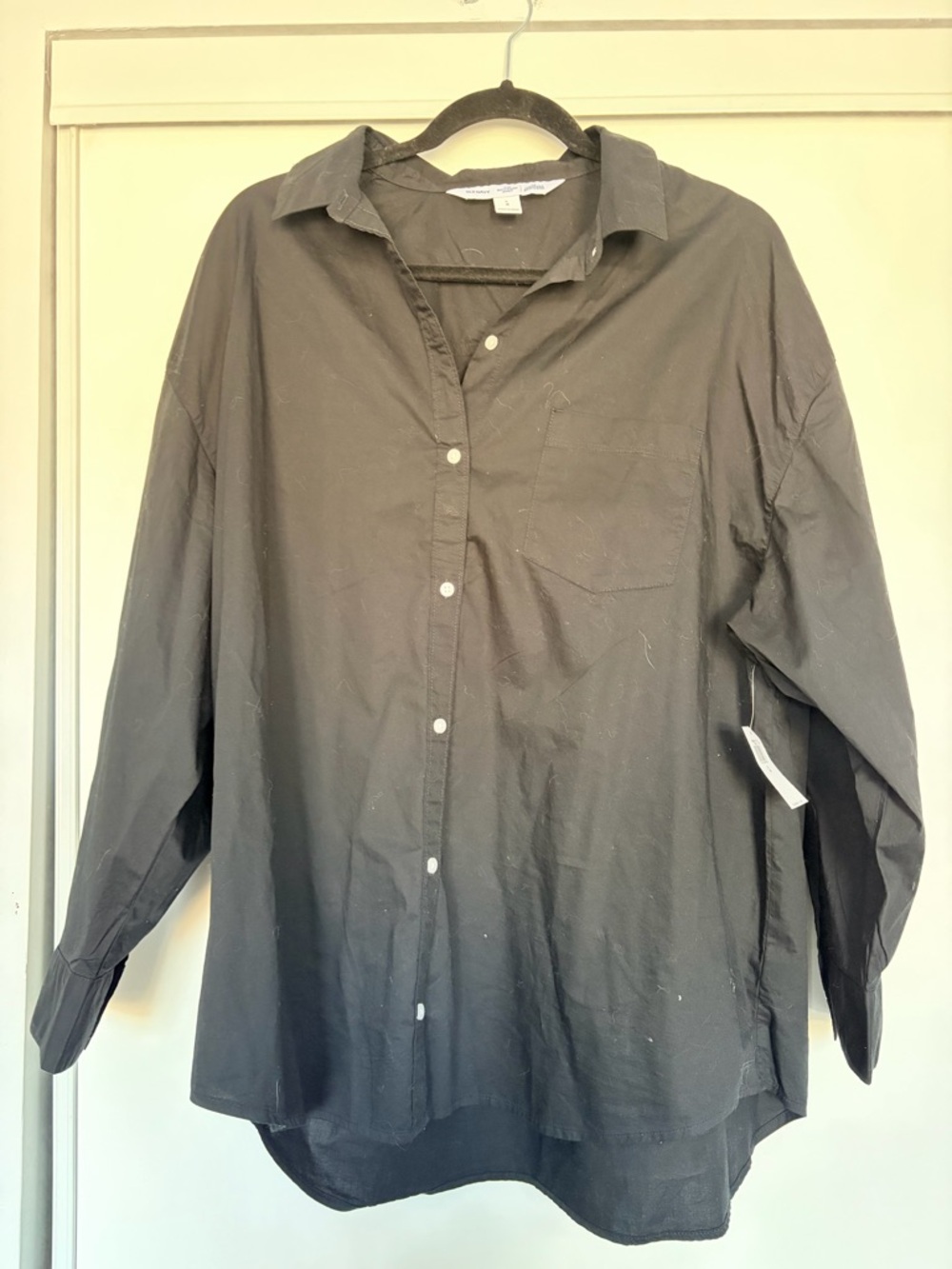 Old Navy Black Women's The Boyfriend Shirt Button-Up Blouse